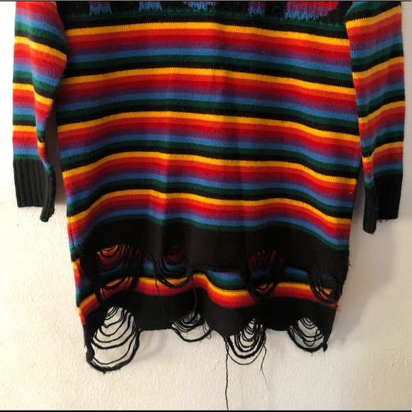 Ultra Rare UNIF ACID Rainbow Striped Sweater Sz S - Picture 6 of 11